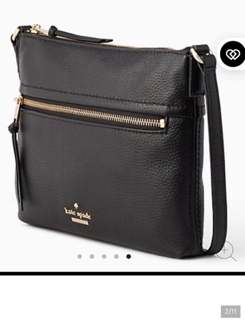 Kate Spade Jackson Street Gabriele black leather crossbody purse
